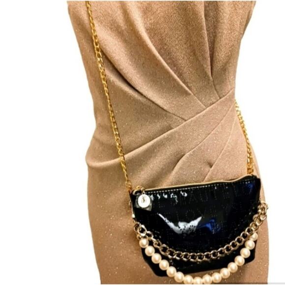 YSL Crossbody SHINY BLACK PEARL GOLD SILVER chains added - Picture 13 of 15